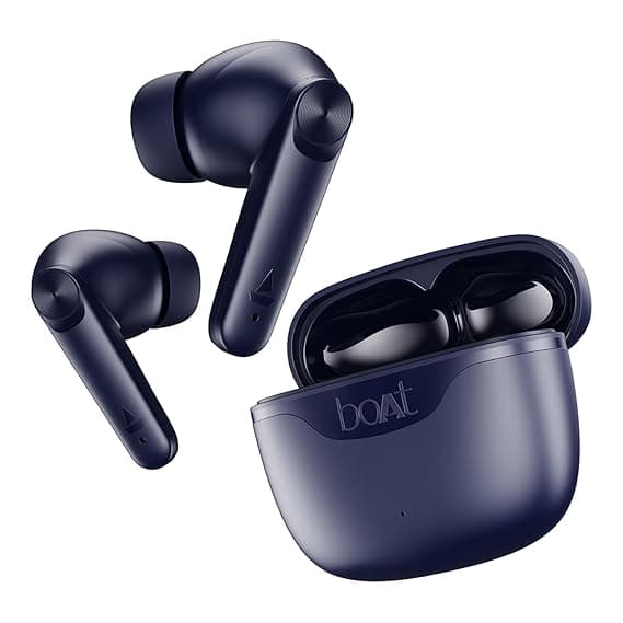 boAt Airdopes 207 TWS Earbuds with 50 hrs Playtime, Quad Mics with ENx Tech, ASAP Charging, IWP Tech, Beast Mode with 50 ms Low Latency, Bluetooth v5.3, USB Type-C Port & IPX5(Bold Blue)